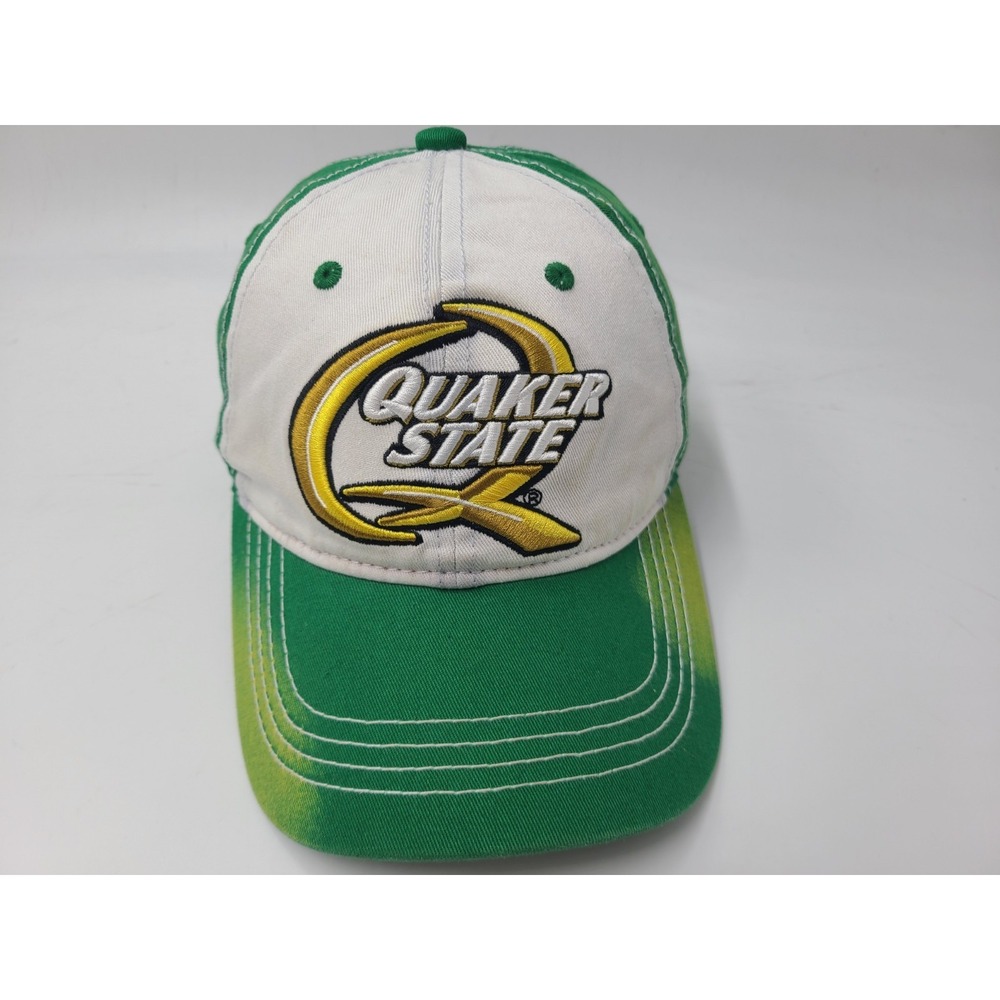 Quaker State Motor Oil Racing Distressed‎ Snapback Hat Cap Men Women White Green